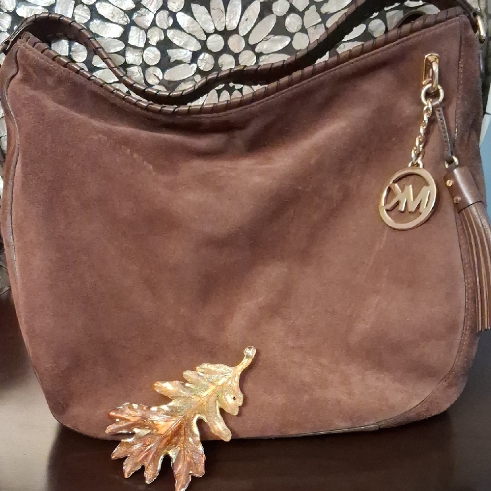 Michael Kors Brown Suede Shoulder Bag.